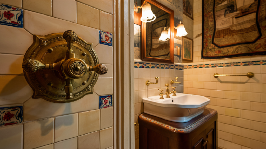 A charming vintage bathroom, exuding an old-world