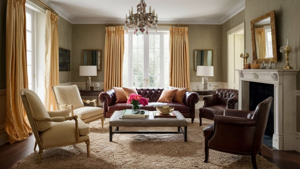 A classic living room with layers of textures