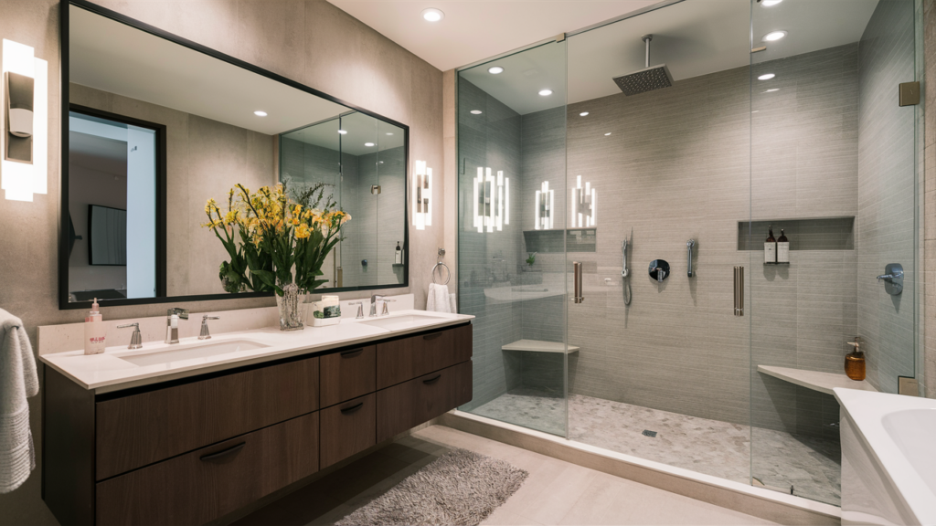 A high-end modern bathroom