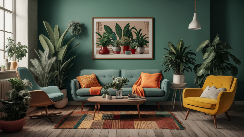 A mid-century modern living room