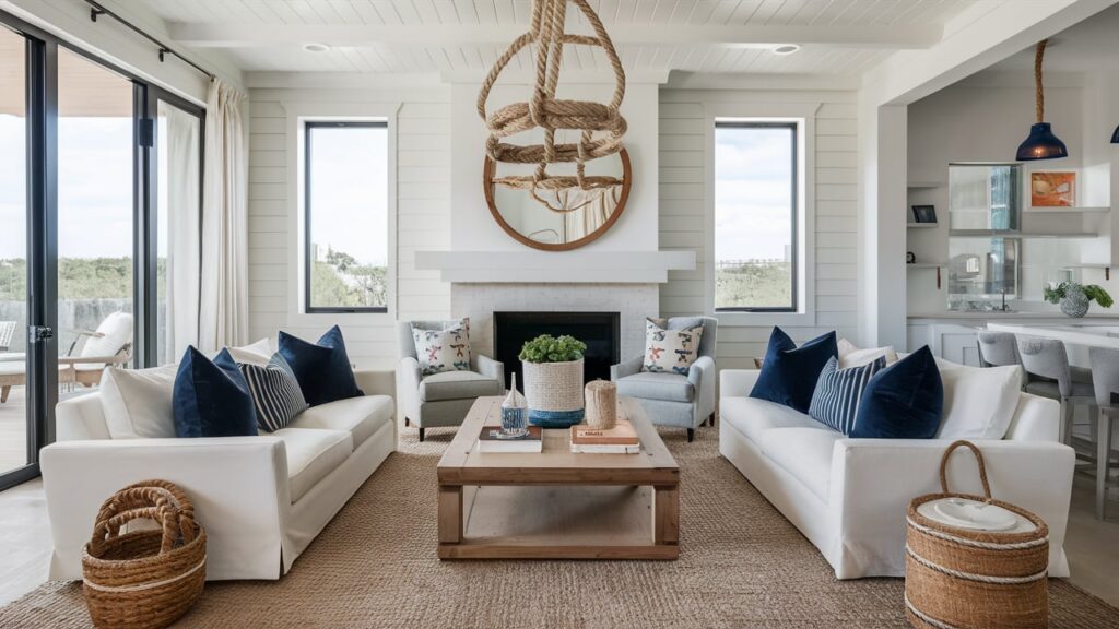 A modern coastal living room with clean lines