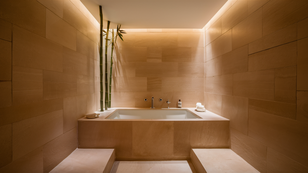 A serene and elegant minimalist bathroom design