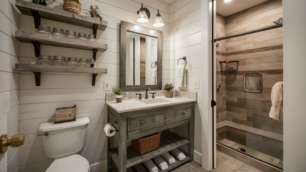 A small farmhouse bathroom