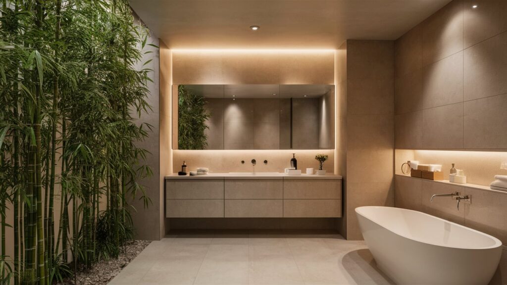 A zen-inspired spa bathroom