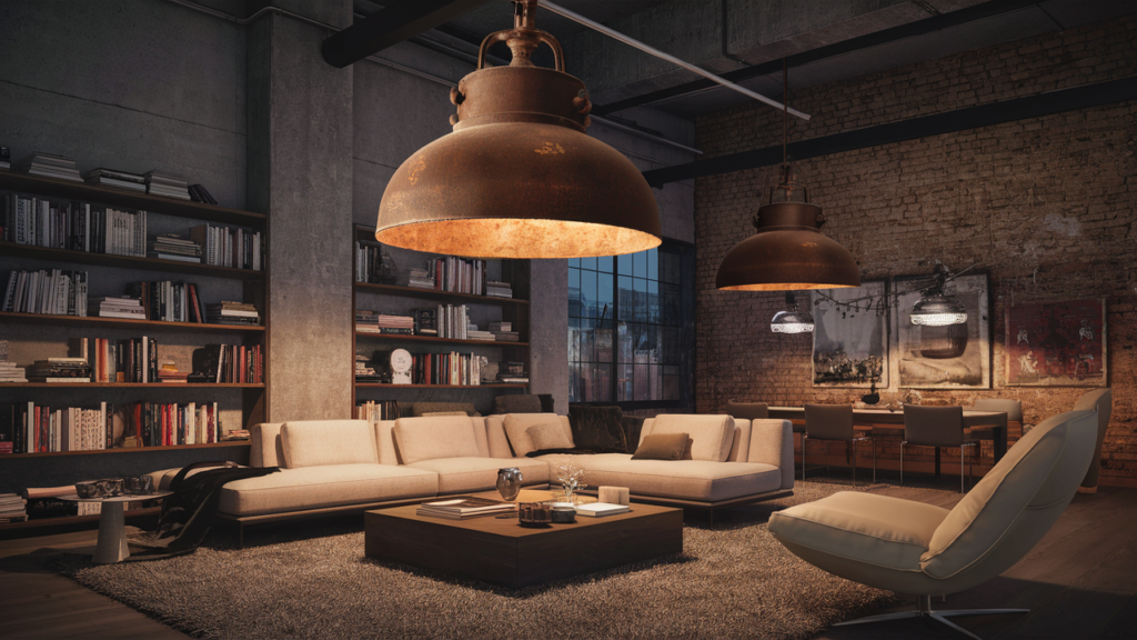 An urban, stylish loft living space with an industrial flair