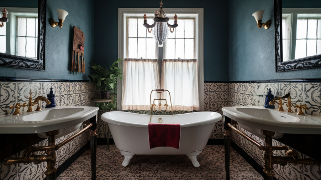 Elegant bathroom with antique-style