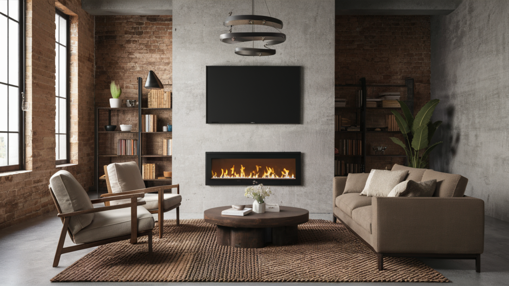 A Bold Industrial Fireplace Design With Raw