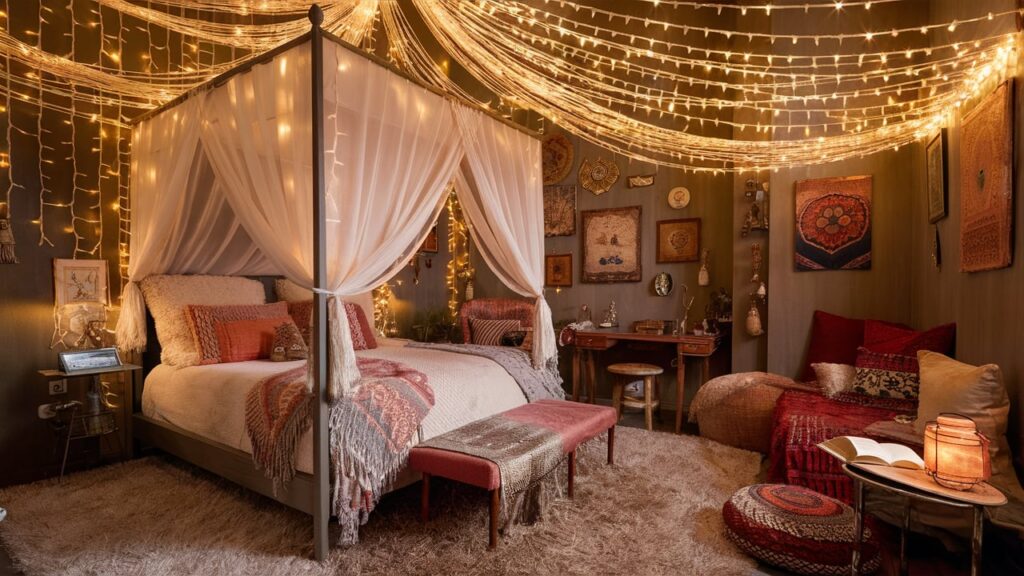 A Cozy And Stylish Bohemian Bedroom