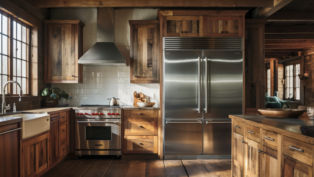 A Cozy, Rustic Farmhouse Kitchen Featuring Wooden Cabinets