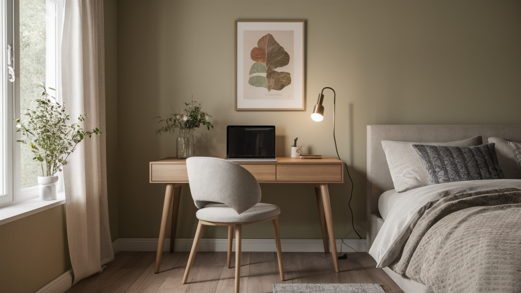 A Minimalist Wooden Desk With Slim Legs