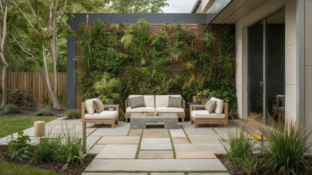 A Patio Designed With Natural Stone Flooring