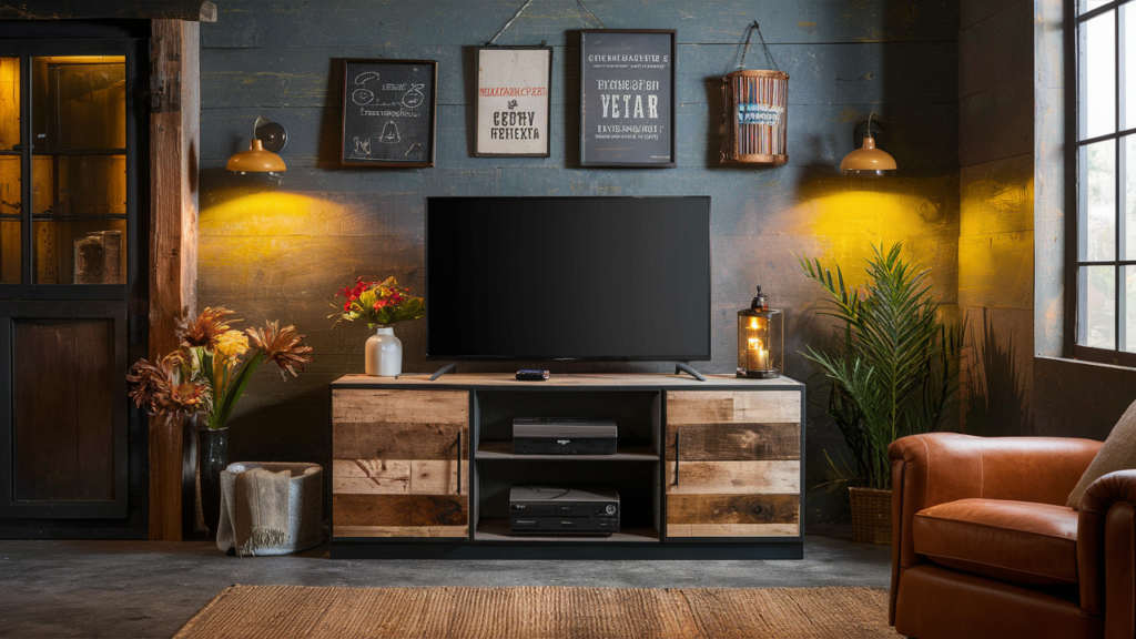 A Rustic-themed Entertainment Area With A Smart Tv