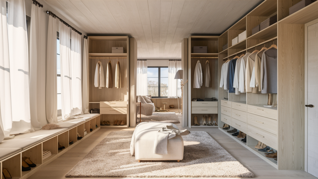 A Serene Scandinavian-inspired Walk-in Closet