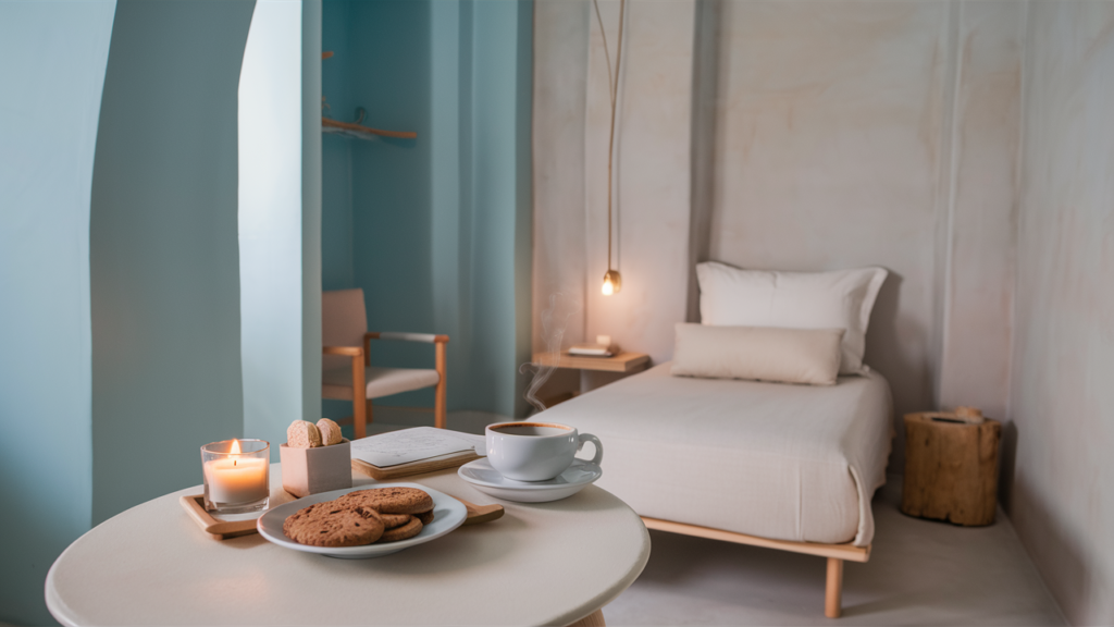 A serene and inviting minimalist guest room