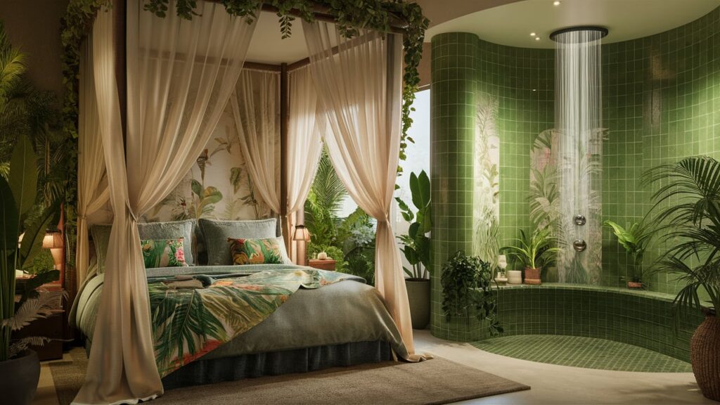 A Serene And Lush Tropical-inspired Guest Room