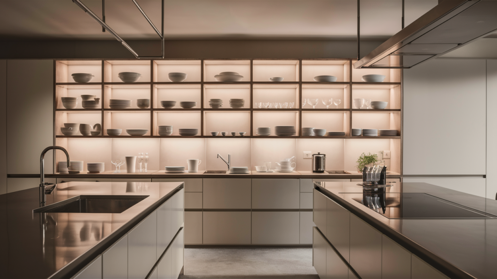 A sleek and contemporary kitchen with a harmonious blend