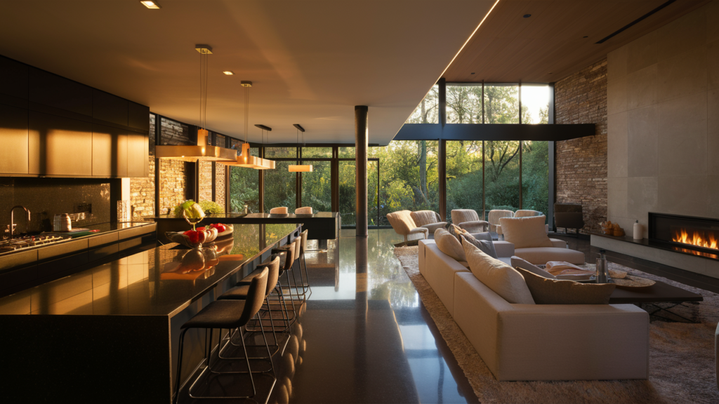 A stunning contemporary open-concept kitchen