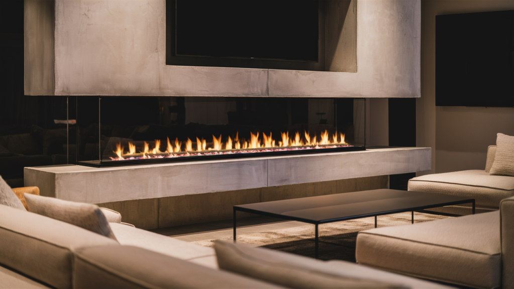 A Stunning Modern Living Room With A Sleek Linear Gas Fireplace