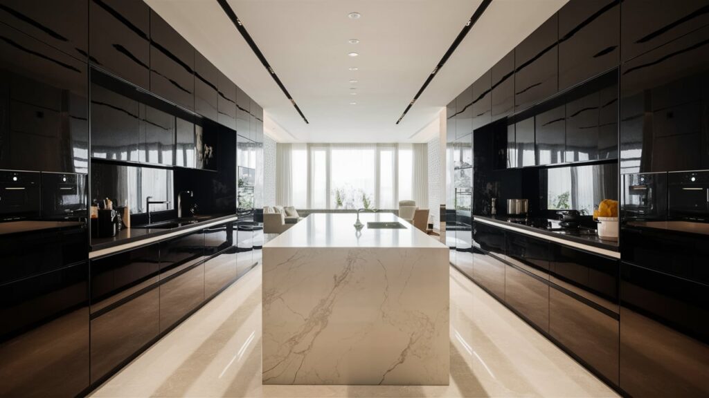 A stunningly modern and sleek kitchen design