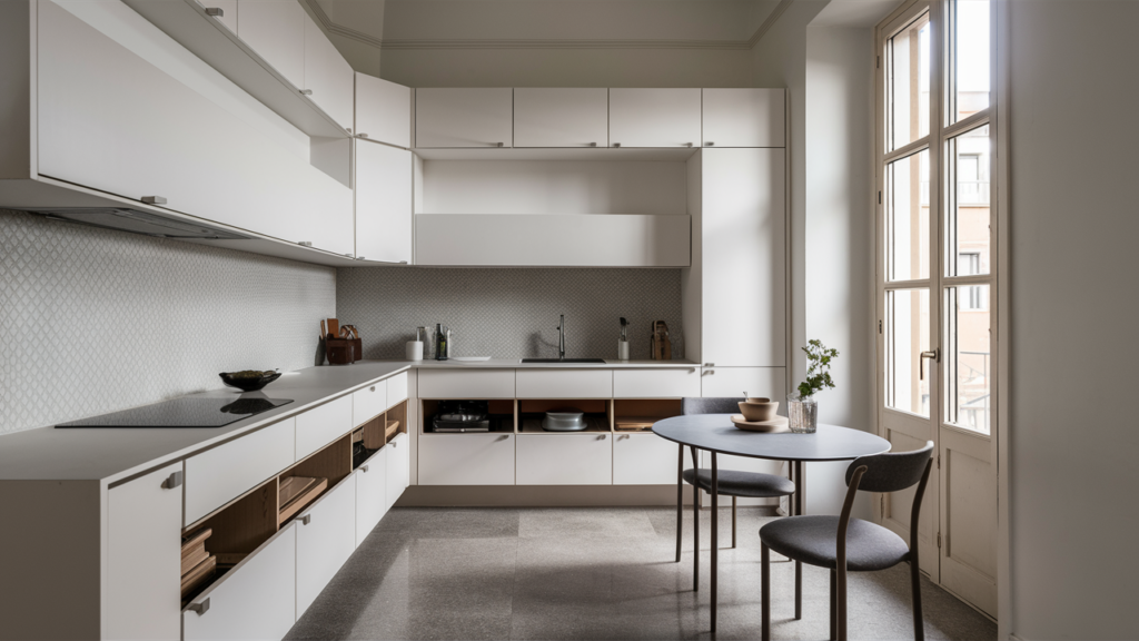 A stylish, modern kitchen with a minimalist touch