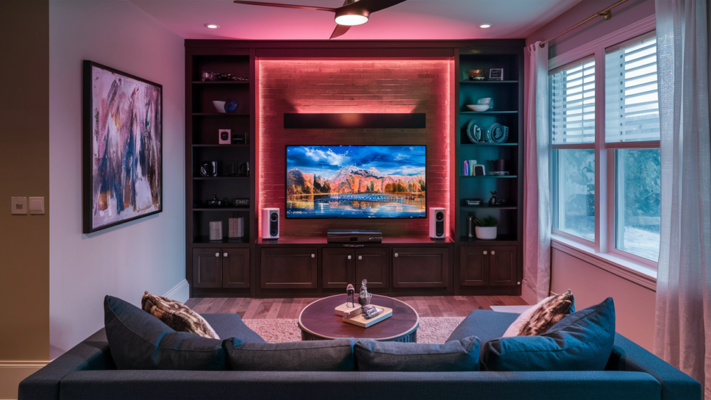 A Tech-forward Entertainment Nook Featuring A Smart Tv