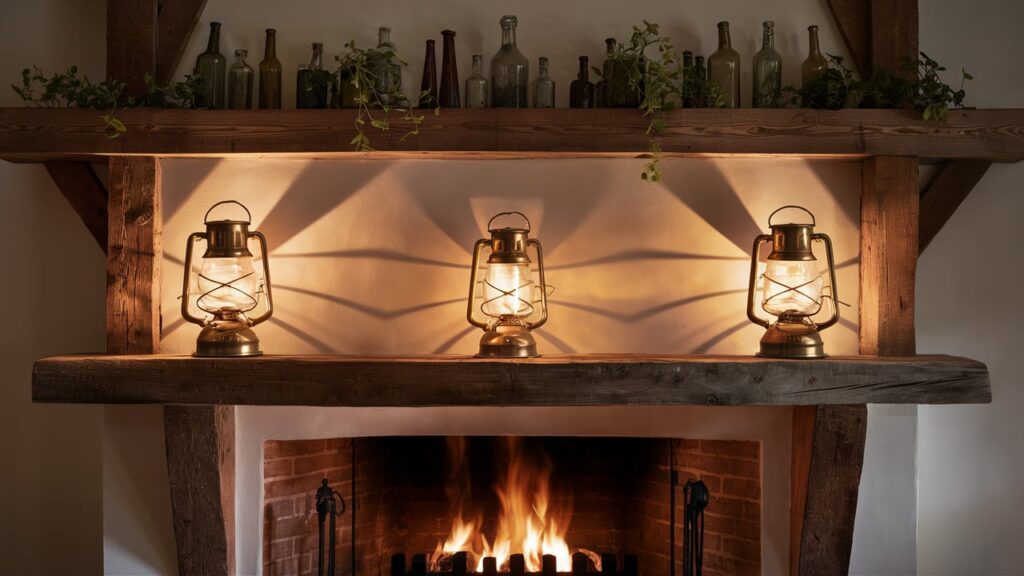 A Warm And Inviting Scene Of A Rustic Farmhouse With A Heartwarming Fireplace