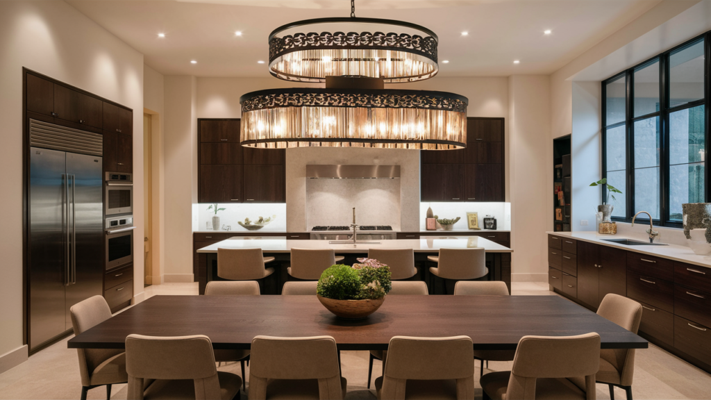 An Open-concept Kitchen With A Large Dining Area