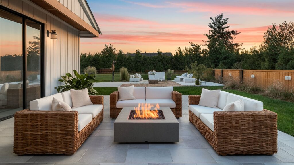 Bright And Airy Modern Patio With Wicker Furniture