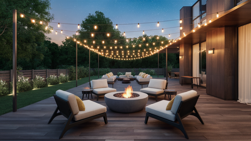 Chic Outdoor Patio With Contemporary Lounge Chairs