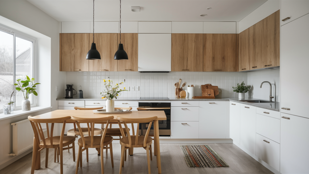 Clean and bright Scandinavian kitchen