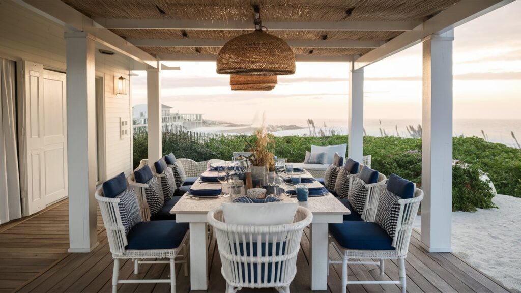 Coastal Outdoor Dining With Nautical Vibes