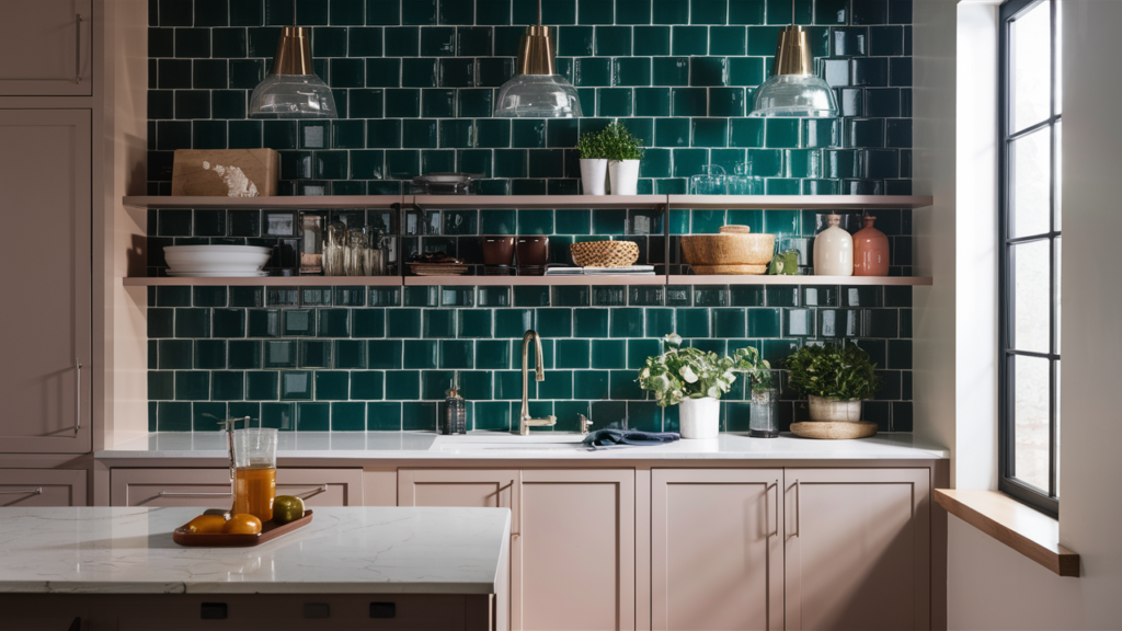 Colored Subway Tiles Opt for bold colors like navy