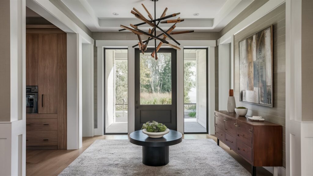 Contemporary Chandelier With Bold, Angular Lines Hall Room