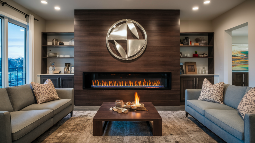 Contemporary Linear Gas Fireplace With A Custom-designed