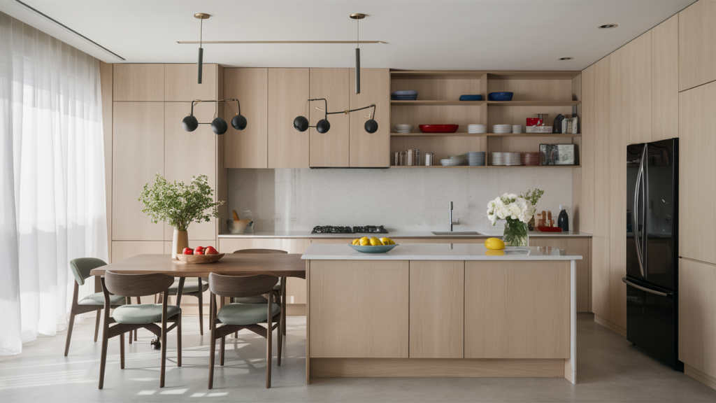 Contemporary small kitchen layout with a minimalist touch