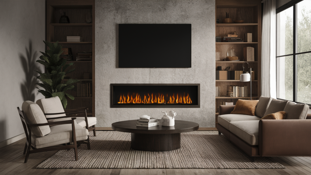 Electric Fireplace with Zero Emissions Sleek, energy-efficient