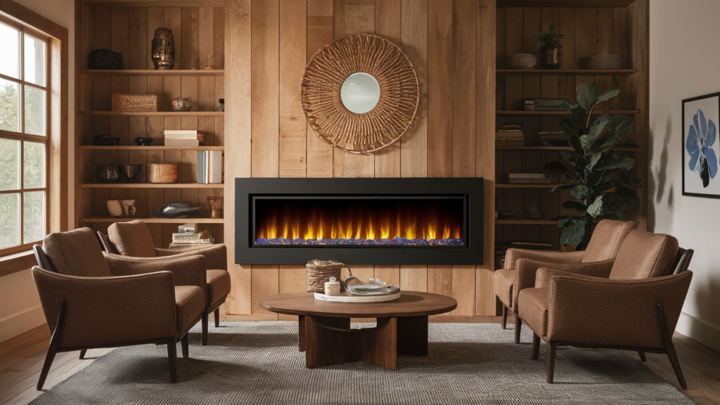 Electric Fireplace with Zero Emissions Sleek, energy-efficient electric fireplaces