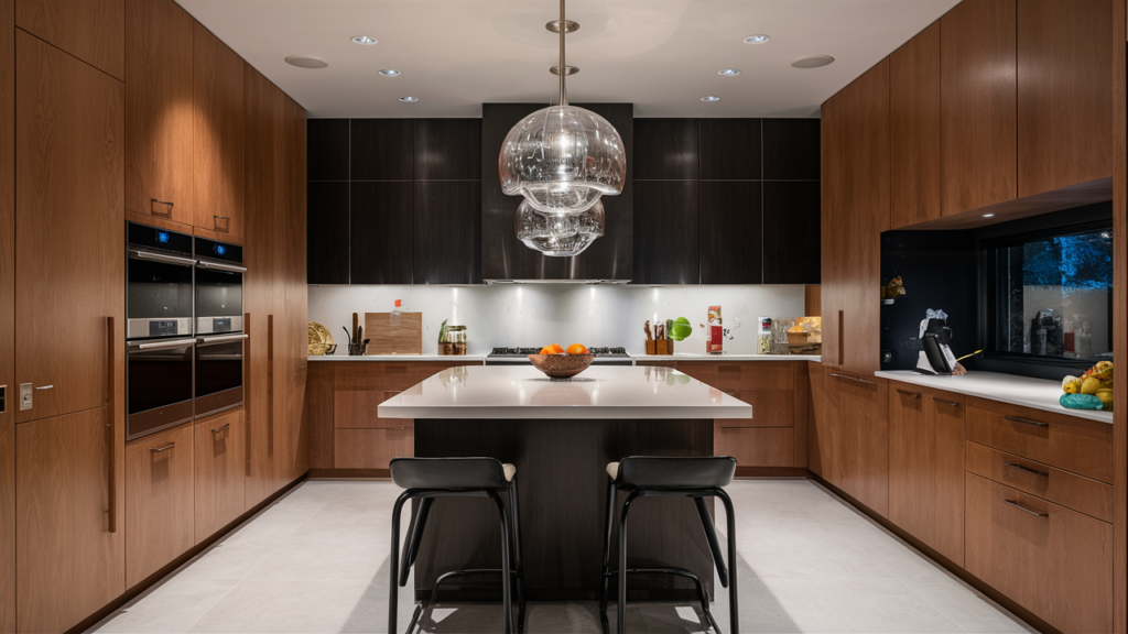 High-tech smart kitchen cabinets with touchless opening