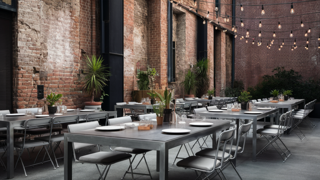 Industrial Outdoor Dining With Steel Furniture