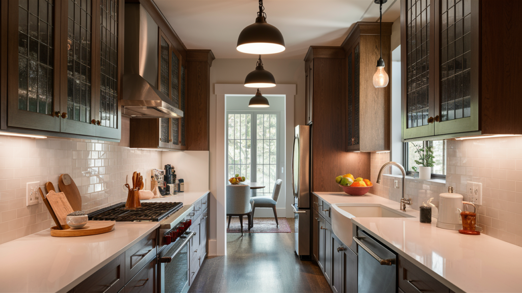 Install Pendant Lighting Above The Counters In A Galley Kitchen