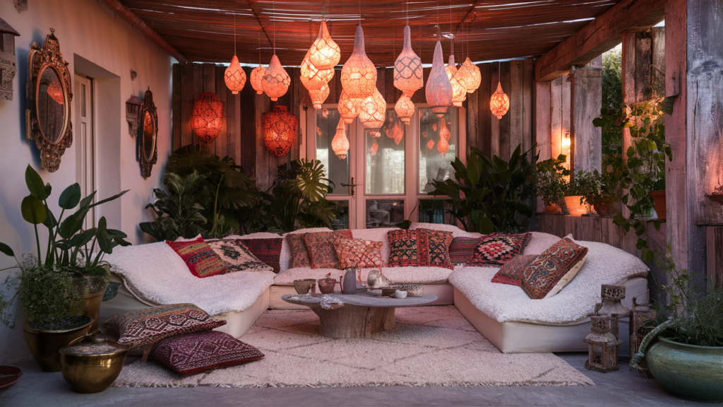 Lanterns On The Ground Design A Rustic Or Bohemian Patio