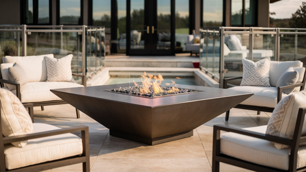 Luxury Patio With Gas Fire Pit Design A Luxury Patio