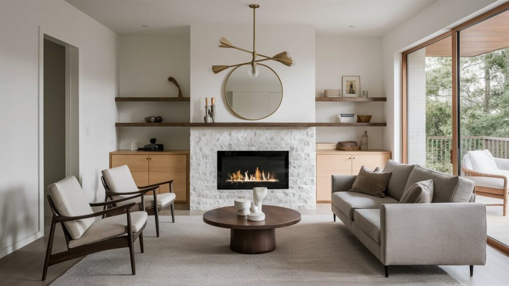 Minimalist Scandinavian Fireplace With A Sleek