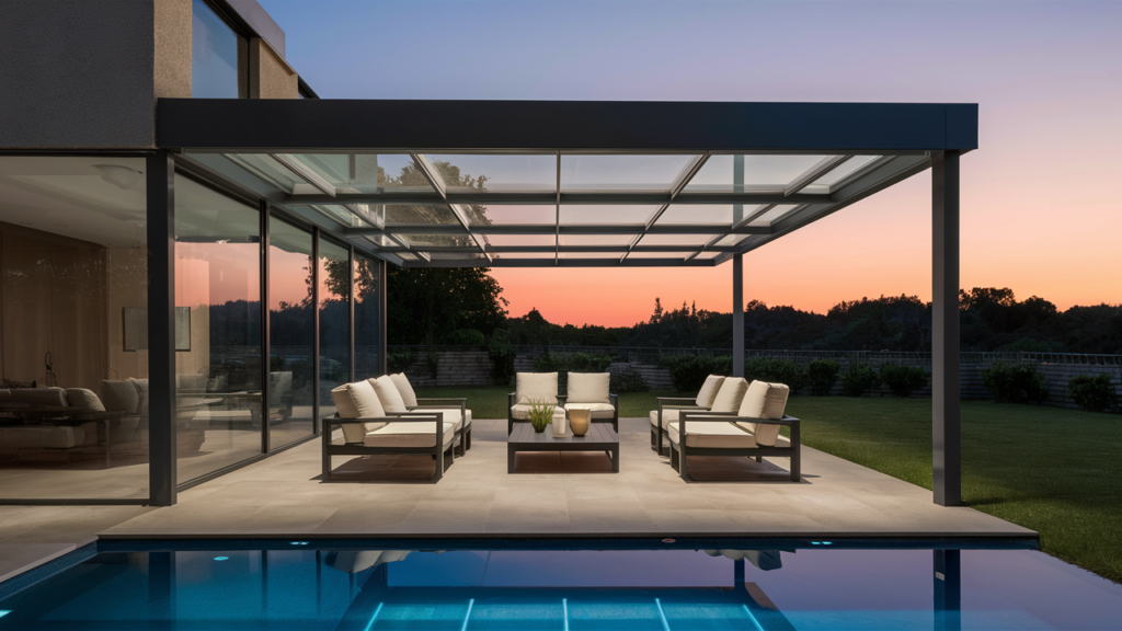 Modern Covered Patio With Glass Roof