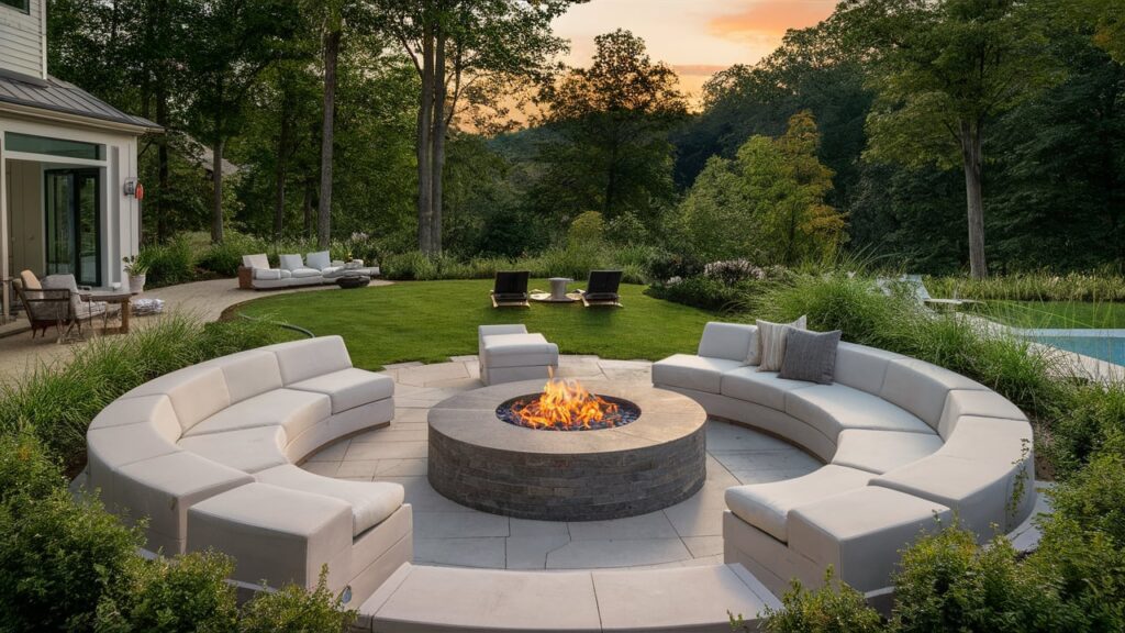 Modern Patio With Circular Fire Pit