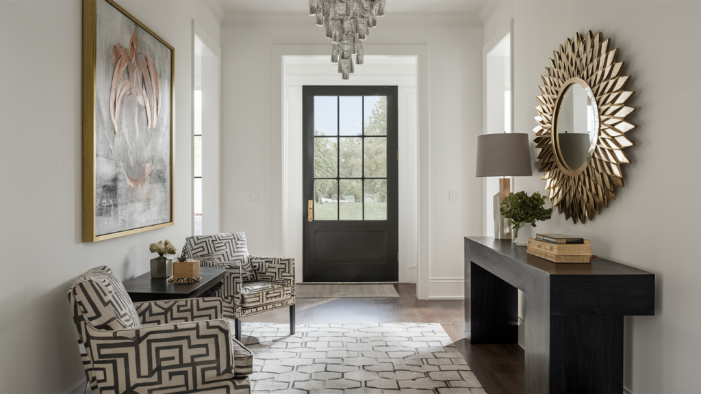 Modern Hall Room With A Bold Accent Console Table