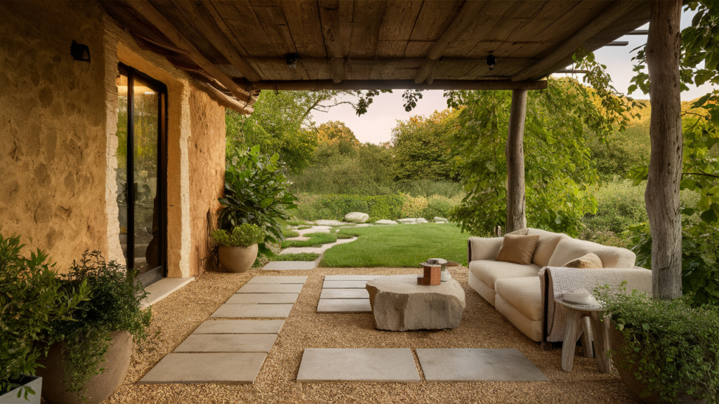 Rustic Gravel and Stone Patio Flooring