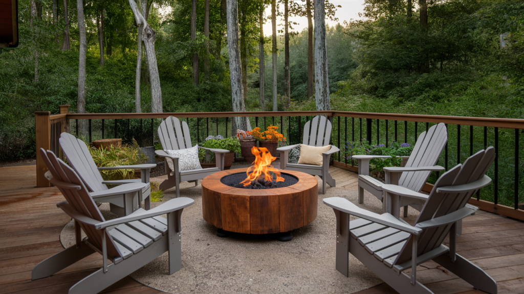 Rustic Patio With Wooden Fire Pit Design A Rustic Outdoor Patio Style