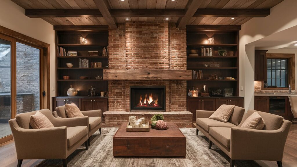 Rustic two-sided fireplace design