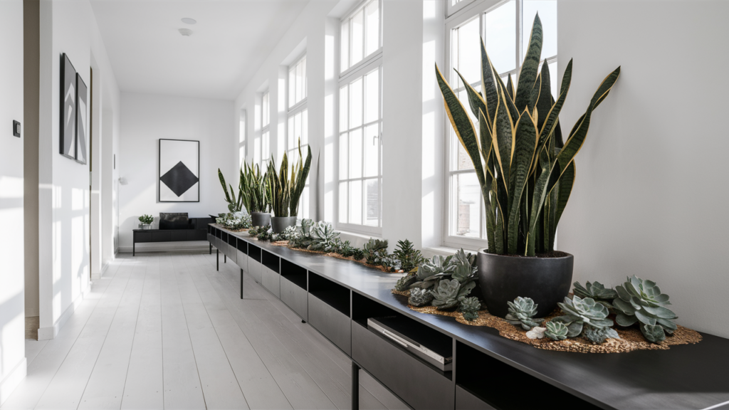 Scandi-inspired Hall Room With Minimalistic Plant Displays